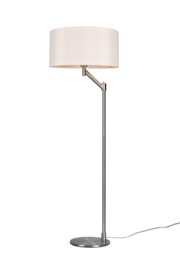 Trio lighting vloerlamp Cassio, nikkel met stoffen kap