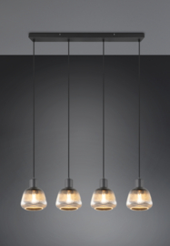 Trio lighting hanglamp Tafira, 4-lichts zwart