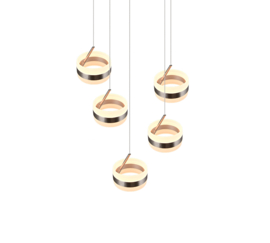 Trio lighting  hanglamp Dios led, 5-lichts mat nikkel