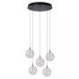 Lucide hanglamp Gisela led, 5-lichts transparant glas