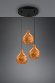 Trio lighting hanglamp Sprout, 3-lichts rotan natural
