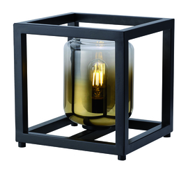Tafellamp Dentro, zwart met goud glas