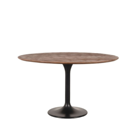 Label 51 Eettafel Otto, Espresso mangohout | zwart metaal 130 cm