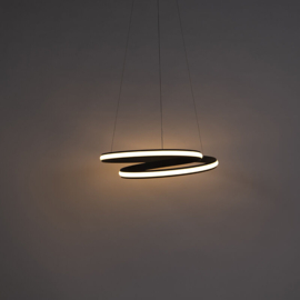 Qazqa hanglamp Rowan led, zwart incl. switch dimmer 55 cm