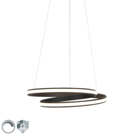 Qazqa hanglamp Rowan led, zwart incl. switch dimmer 55 cm