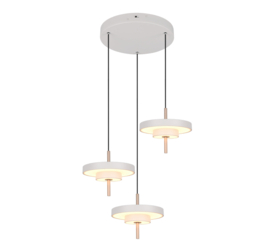 Trio lighting hanglamp Keaton led, 3-lichts warm grijs