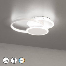 Fischer & Honsel plafondlamp Tomo rond led, wit incl. afstandsbediening