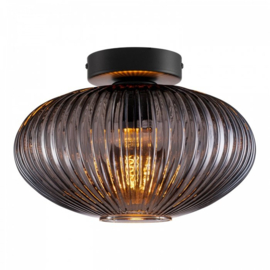 Toplicht plafondlamp Savoy  zwart, met Lido zwart glas
