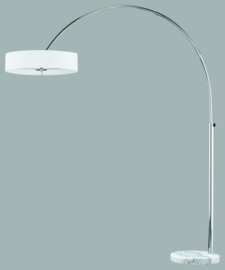 Trio lighting vloerlamp Perez 4211, chroom met witte stoffen kap