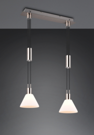 Trio lighting hanglamp Stanley, 2-lichts mat nikkel