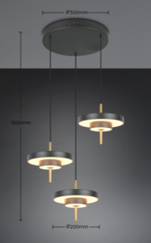 Trio lighting hanglamp Keaton led, 3-lichts zwart