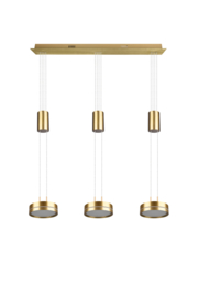 Trio lighting hanglamp Franklin led, 3-lichts mat messing met switch dimmer