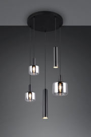 Trio lighting hanglamp Mataro, 5-lichts zwart