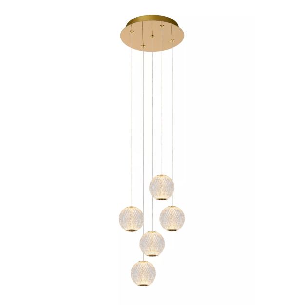 Lucide hanglamp Cintra, 5-lichts transparant rond