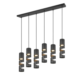 Trio lighting hanglamp Stream, 6-lichts zwart