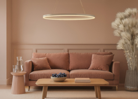 Fischer&Honsel  hanglamp Silvio led, ovaal zandkleur