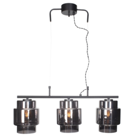 By Reydens hanglamp Ebbot, zwart met smoke glas incl. ledbron