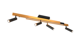 Trio lighting plafondspot  Zeno led, 4-lichts zwart-goud