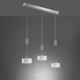 Fischer&honsel hanglamp Lavin led, 3-lichts mat nikkel