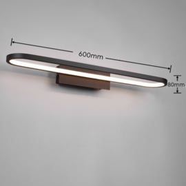 Trio lighting wandlamp Gianni led, zwart met acryl glas 60 cm IP44