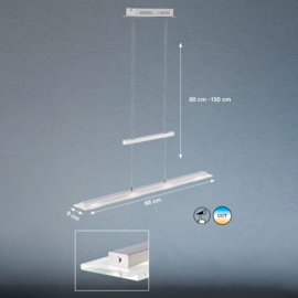 Fischer&honsel hanglamp Tenso TW led, nikkel incl. pushdimmer