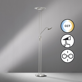 Fischer & Honsel vloerlamp Tallri led, 2-lichts mat nikkel