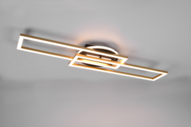 Trio lighting plafondlamp Twister led, 3-delig mat messing incl. switch dimmer