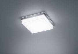 Helestra plafondlamp Cosi led, 21 cm vierkant mat nikkel en gesatineerd glas IP30