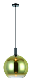 Hanglamp Gradiente  1-lichts zwart met goud glas 40 cm