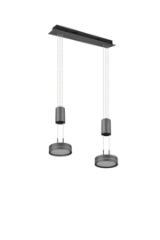 Trio lighting hanglamp Franklin led, 2-lichts antraciet met switch dimmer