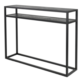 Spinder design Sidetable Daniël, zwart met geborsteld eikenhouten blad