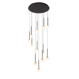 Lucide CALINA - Hanglamp - LED Dimb. - CCT - 12x7W 2200K/3300K zwart
