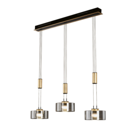 Fischer&honsel hanglamp Lavin led, 3-lichts zwart-goud