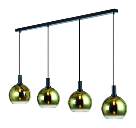 Hanglamp Gradiente  4-lichts zwart met goud glas