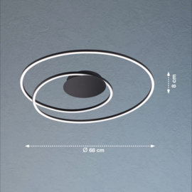 Fischer & Honsel plafondlamp Holy led, mat zwart 68 cm