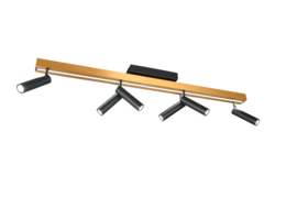 Trio lighting plafondspot  Zeno led, 6-lichts zwart-goud