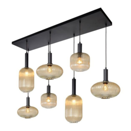 Lucide hanglamp Maloto, 7-lichts met amber glas