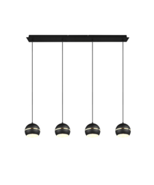 Trio lighting hanglamp Fletcher,  4-lichts mat zwart