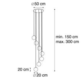 Qazqa hanglamp Pallon, 7-lichts zwart