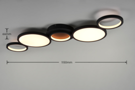 Trio lighting plafondlamp Salsa led, zwart rond incl. switch dimmer
