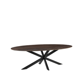 Label 51 Eettafel James, espresso mangohout | zwart metaal 210 cm