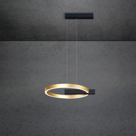 Escale hanglamp Midnight single led, zwart-goud incl. touchdimmer 40 cm