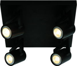 Freelight plafondspot  Valvo led, 4-lichts vierkant mat zwart