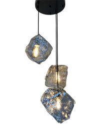 Light trend hanglamp Stenen 250-3, 3-lichts rond clear glas