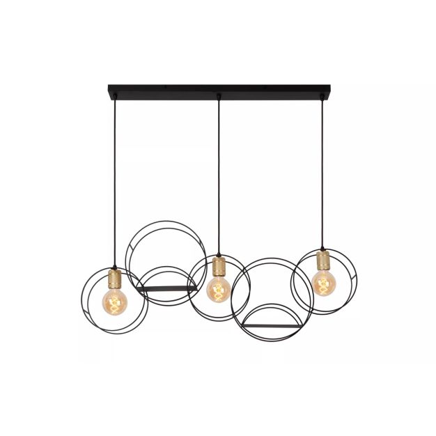 Lucide hanglamp Circle, 3-lichts zwart