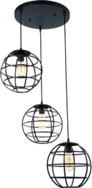 Freelight hanglamp Pianetta,  3-lichts zwart-goud