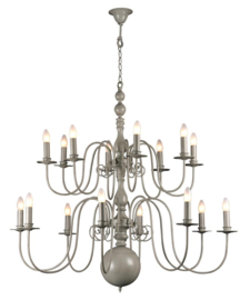 Linea verdace hanglamp Brugge, 8+8-lichts grey-taupe