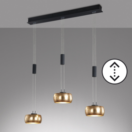 Fischer&honsel hanglamp Colette, 3-lichts zwart-goud