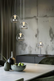 Trio lighting hanglamp Flynt led, 3-lichts transparant glas