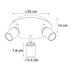 Qazqa plafondspot  Ducha led, 3-lichts zwart incl. licht bron IP44
